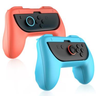 Imagem de Lyvix Grip for Nintendo Switch 2/1 Joy-Con, Joycon Grips for NS2/NS/OLED, Ergonomic Accessories 2025 for Joycons Controller, Non-Slip 2-Pack (Orange & Blue)