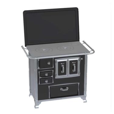 Imagem de Fogão A Lenha N° 01 Sec Xviii Gii Preto Gab. Chapa Ferro Fundido Saída Direita C/ Tampa - Venax