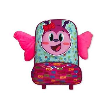 Imagem de Mochila Infantil de Rodinhas Borboleta, 36 x 27 x 14 cm, 13L, Alças Acolchoadas, Rosa