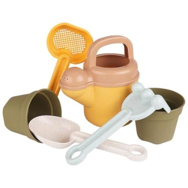 Imagem de Yunhgft Conjunto de 6 Brinquedos de Praia, Areia, Ancinho, Regador, Balde E Pás, para As Férias de Verão No Jardim.