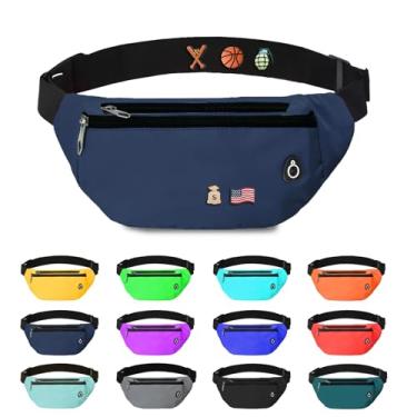 Imagem de Pochete para mulheres e homens, pochete transversal resistente à água esportiva bolsa de cintura, bolsa de cinto para viagens, caminhadas, corrida, 1 pacote - azul - faça você mesmo, Large, Pochete