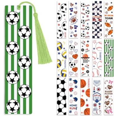 Imagem de Peacoblue 30 adesivos UV DTF para transferência de marcadores, série de bolas esportivas para mulheres, homens, leitura, decalques à prova d'água (sem marcadores em branco) para marcadores de página