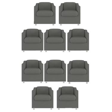 Imagem de Kit 10 Poltronas Bia Decorativa Reforçada Recepção Clinica Salão Sala De Estar Suede