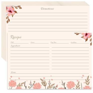 Imagem de YOJO Cartões de receita floral, 100 cartões de receita 100 x 6, cartolina grossa dupla face, cartões de índice de receita para chá de panela, presente de inauguração de casa de casamento