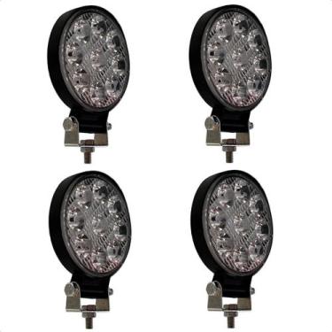 Imagem de 4 farol de led auxiliar redondo 27w 9 leds troller off-road carro 4x4 