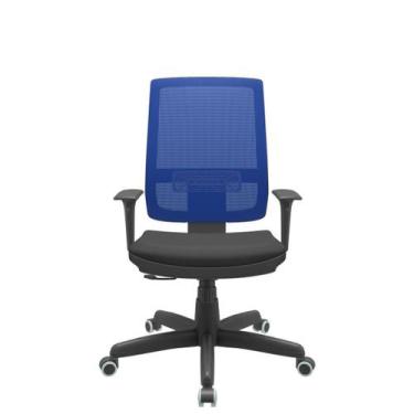 Imagem de Cadeira Office Brizza Tela Azul Assento Aero Preto RelaxPlax Base Stan