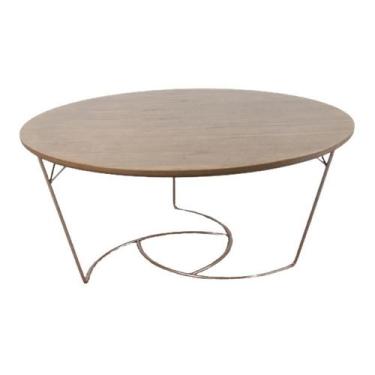 Imagem de Mesa Centro Lótus Maior Tampo Amêndoa Estrutura Ferro Cobre 90cm - 698