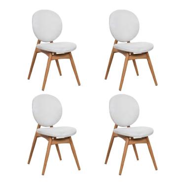 Imagem de Kit 4 Cadeiras De Jantar Lotus Estrutura Aço Carbono Laminado Natural Com Estofado Linho Cru
