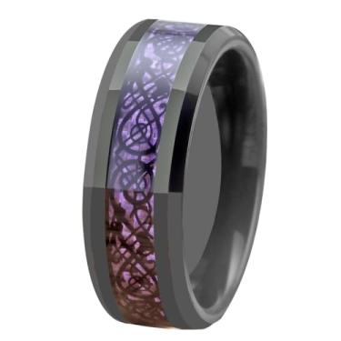 Imagem de CLOUD DANCER Gravação personalizada gratuita - Dragon Anel masculino de carboneto de tungstênio 8 mm prata/azul/preto/vermelho com dragão celta acabamento polido 6-15, Carboneto de tungstênio