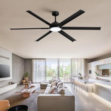 Imagem de LuminFan Ventilador De Teto Preto Moderno De 72 Polegadas Com 6 Pás De Alumínio, 3 Válvulas De Controle Remoto, Motor Turbo Dc De 6 Velocidades E Controle Remoto, Fluxo De Ar Silencioso Para Espaço