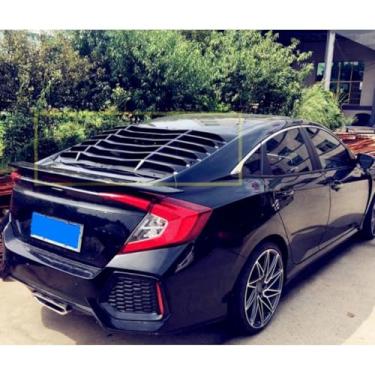 Imagem de Capa de persiana traseira lateral do carro estilo esportivo para Civic Sedan 2016-2021 10ª geração kit de carroceria acessórios de carro (preto brilhante)
