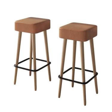 Imagem de Kit 2 Banquetas Altas Dubai material sintético Amarula- Loja Sheep