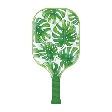Imagem de UP ware Bandeja de lanche de melamina com folhas Monstera, travessa em forma de pickleball verde tropical para aperitivos, frutas, frutos do mar e sobremesas, verde, 38 x 20 cm