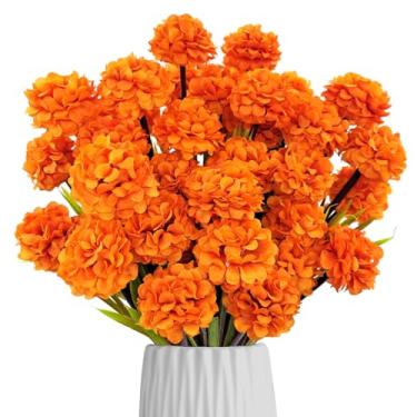 Imagem de FOUSUKA Flores artificiais para mães falsas de outono, pacote com 6, 42 cabeças, bolas de crisântemo, pequenas, plantas de plástico, para uso ao ar livre, resistente a UV, para outono, casa, cozinha