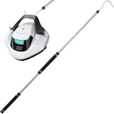 Imagem de Greeily Gancho de cesto de escumadeira de piscina, gancho de 76 a 165 cm para todos os limpadores robóticos de piscina com haste de piscina robô com alça de esponja confortável em aço inoxidável