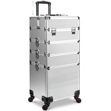 Imagem de Maleta Maquiagem Profissional Alumínio ABS 4 em 1, Maleta de Maquiagem Completa