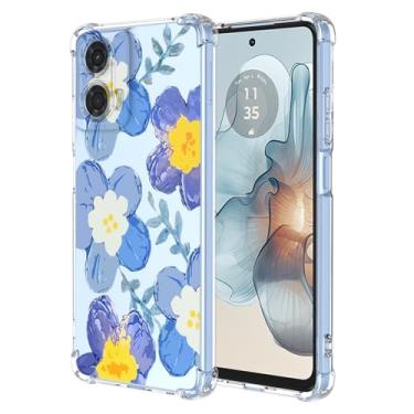 Imagem de RRXSYXL Capa para Moto G24 Power com estampa floral transparente, capa macia à prova de choque para Motorola G24 Power, azul floral