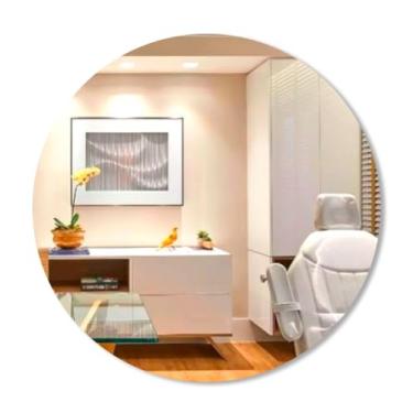 Imagem de Espelho Redondo Decorativo Autocolante de Parede Banheiro Quarto Sala Multiuso Lapidado