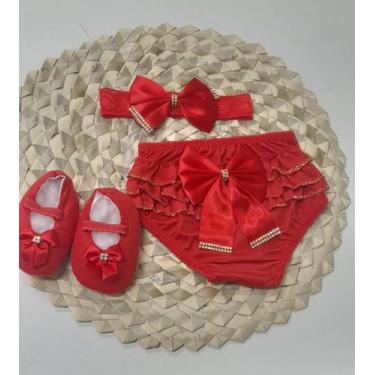 Imagem de Kit Calcinha bebê 03 á 06 Meses Tapa Fralda Bunda Rica Com Sapatinho 3