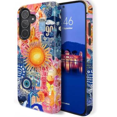 Imagem de HQUSZPT Design para Samsung Galaxy S24 FE, capa resistente de proteção de duas camadas, compatível com Samsung Galaxy S24 FE, colagem de frutos do mar e frutas de verão