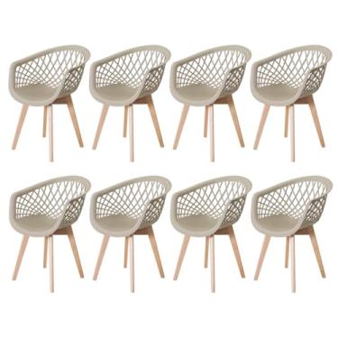 Imagem de Kit 8 Cadeiras Web Wood Ergonômica Cozinha Moderna Lamobilia Fendi
