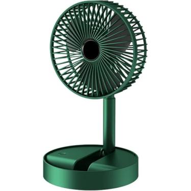 Imagem de Ventilador Portátil USB Dobrável Silencioso Recarregável 2000mAh 3 Velocidades Altura Ajustável Com Apoio de Celular Para Mesa Escritório e Viagens – Mini Ventilador de Mesa (VERDE)