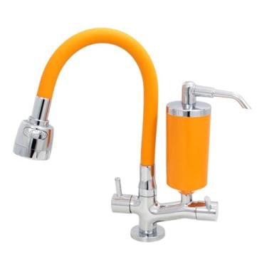 Imagem de Torneira de Cozinha de Mesa Laranja Com Filtro Blindado Laranja Cone Gourmet Bica de Inox Flexível
