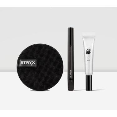 Imagem de Stryx Kit de cuidados para homens – Ferramenta de corretivo facial de pele de tom escuro para homens, gel de barba e sobrancelha, disco de limpeza – Conjunto 3 em 1 para cuidados com a pele