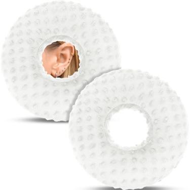Imagem de DoubleFill 2 peças de almofadas para piercing de orelha, almofada de donut para dor de ouvido, dormir, pescoço, alívio de dor, fones de ouvido, protetor de viagem, salva-vidas, zumbido (branco