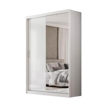 Imagem de Guarda-Roupa Solteiro com Espelho Riva Flex 2 Portas 4 Gavetas Branco 
