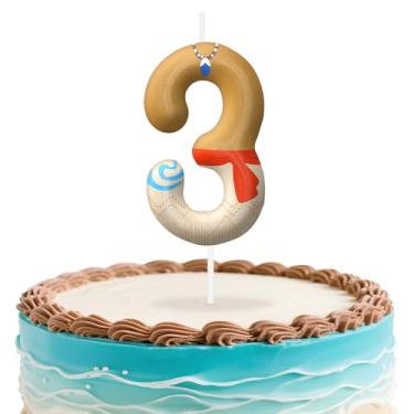 Imagem de Velas de aniversário número 3 do Havaí, topo de bolo com tema de ilha para meninos e meninas, decorações de aniversário, suprimentos de festa, velas numéricas para decoração de festa