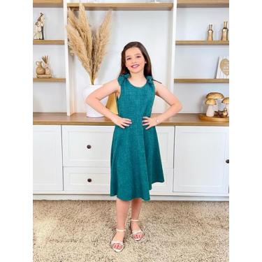 Imagem de Conjunto Infantil Feminino Vestido + Casaquinho de Linho Juvenil Elega