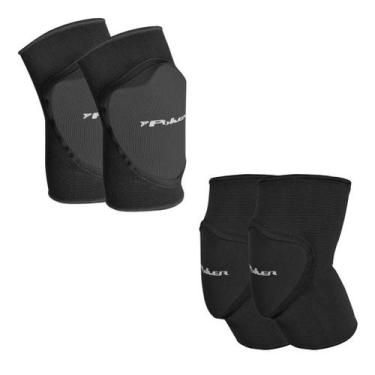 Imagem de Kit Cotoveleira e Joelheira Goleiro Futsal Vôlei Poker, Preto, Cot G J