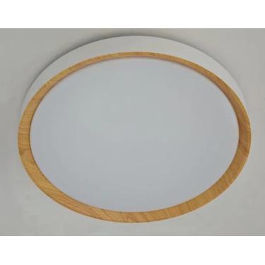 Imagem de Plafon LED Moderno 40cm (36W) e 50cm (48W) | 3 Cores (3000K-6000K) | Redondo ou Quadrado (50cm Redondo Branco/Madeira)