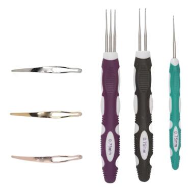 Imagem de Zhjvihx Ferramenta de Gancho de crochê de Dreadlocks, Alça Ergonômica Portátil 0,75 Mm 6pcs Multifuncional Dreadlocks Ferramenta de Travamento de Cabelo para Extensões de Pavor