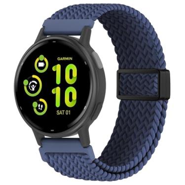 Imagem de EverAct Pulseira trançada magnética de 20 mm compatível com Garmin Vivoactive 5/Vivoactive 6/3/3 Music, pulseira esportiva de nylon elástico ajustável para Venu Sq 2/Venu 2 Plus e Forerunner 55/165