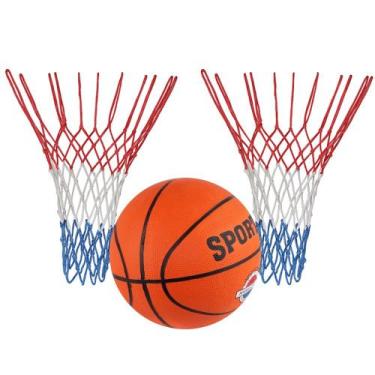 Imagem de Kit Recreação Com Bola De Basquete Oficial E 2 Redes Americanas 12 Alç