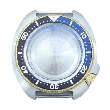 Imagem de FEIYASHI Caixa de relógio dourada PVD de vidro safira de luxo de 44 mm moldura de alumínio de aço inoxidável para peças de movimento NH35 NH34/36, NH35 NH34/36/38 Movimento + anel capítulo azul 4