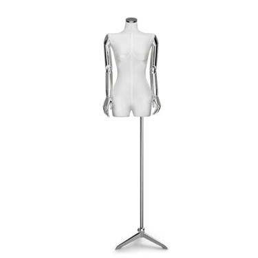 Imagem de Mannequin Manequins de varejo com suporte para corpo humano, altura ajustável de 66,92 polegadas, torso de manequim feminino com braço giratório(White)