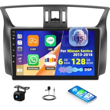 Imagem de [6G + 128G] Estéreo automotivo Android 15 para Nissan Sentra 2013-2018 com carro sem fio CarPlay Android Auto, rádio automotivo com tela sensível ao toque de 10,1 polegadas com link espelhado
