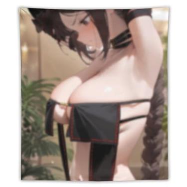 Imagem de LIEGBMEU Tapeçaria sexy de anime menina 127 x 152 cm arte de colcha de parede decoração de tapeçaria caprichosa AF114