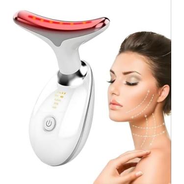 Imagem de Massageador Facial LED Aparelho Rejuvenecedor Anti-Rugas para Rosto e Pescoço Tratamento Estético Vibratório Efeito Lifting Skincare