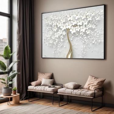 Imagem de Quadro com Moldura Sala Quarto Arvore Branca Decorativo Horizontal Grande Hall