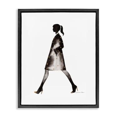 Imagem de Stupell Industries Desenho de arte de parede em tela flutuante emoldurada preta com silhueta de casaco preto por Simone Elum, 78 x 63 cm