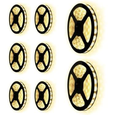Imagem de Kit 8x Fita De Led 3528 Branco Quente Ip20 12V 60 Led/m - 5 Metros Cada