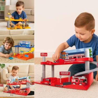 Imagem de Carrinhos de Fricção Infantil Posto Bombeiros, Construção - TOYMASTER,