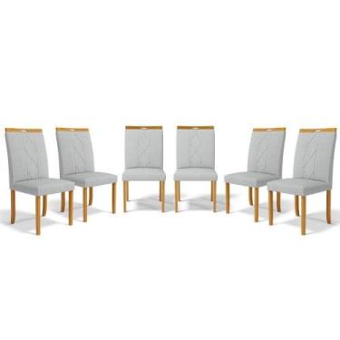 Imagem de Kit Com 6 Cadeiras Ana Madeira Maciça Estofadas Para Mesa De Jantar Li