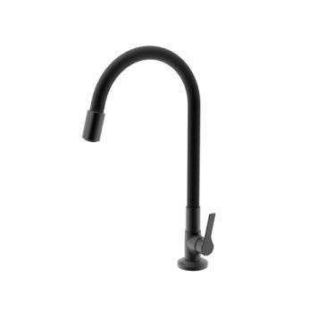 Imagem de Torneira para Cozinha de Bancada com Bica Moldável Linha Australis Preto Fosco Meber