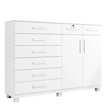 Imagem de Cômoda New Triunfo 8 Gavetas 2 Portas 2 Prateleiras Branco