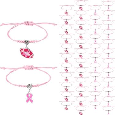 Imagem de Huquary Pulseiras de conscientização sobre o câncer de mama pulseiras de tecido ajustáveis para dar de presente, caminhadas de caridade, eventos de conscientização, eventos de arrecadação de fundos